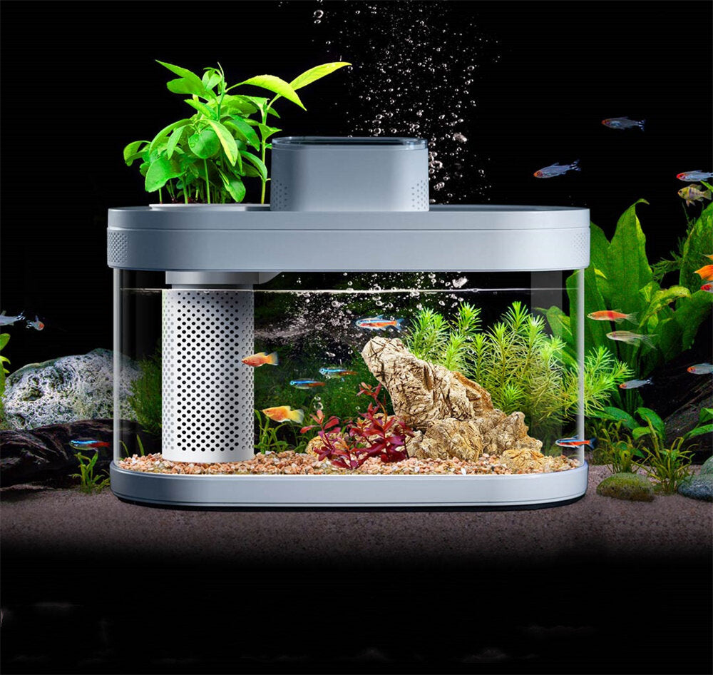 beschrijvende geometrie desgeo c180 9l aquarium pro smart feeder 7 kleuren led-licht zelfreinigend hoogrenderende filtratie mini-aquarium met mijia app-bediening dierbenodigdheden