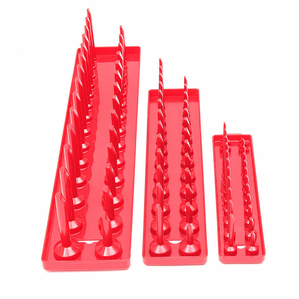 3 stuks 1/4 3/8 1/2 inch sae metrische socket houder lade socket organizer: