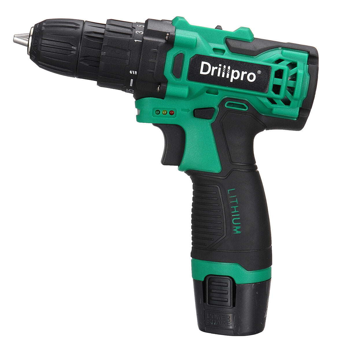 12v max 55n.m power boor draadloze elektrische boor oplaadbare driver schroevendraaier w / 1/2 stuks batterij