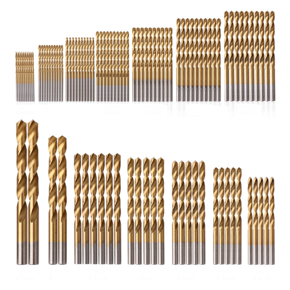 100/130 stuks hss spiraalboor set titanium gecoate boren houtbewerking steenboor voor hout staal