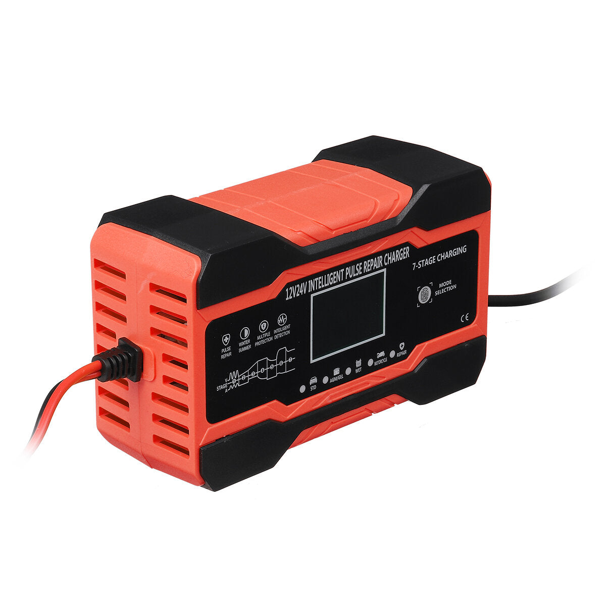 12 v 24 v 10a volautomatische acculader lcd-scherm power pulse repair charge voor auto motorfiets