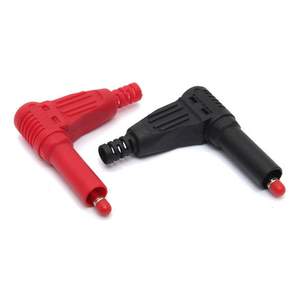 hoogwaardige 4 mm banana rechterhoekige plug kabel soldeer connector zwart en rood