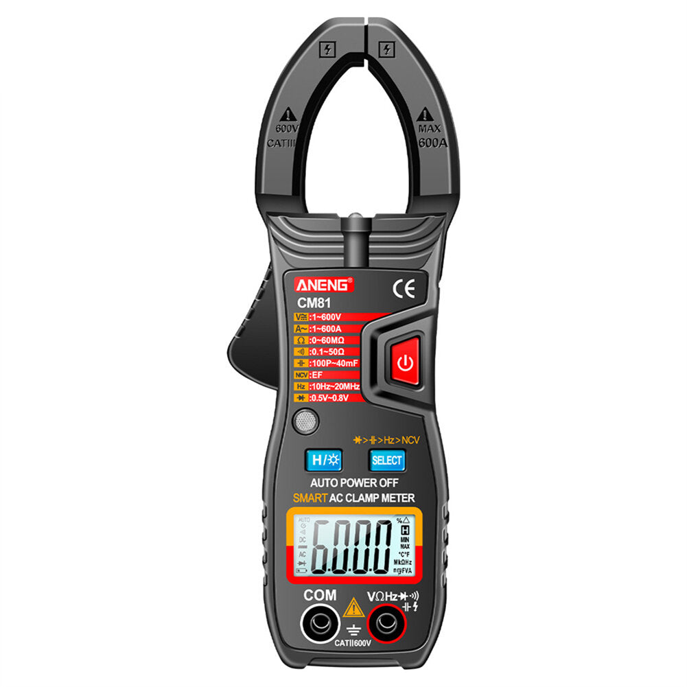 aneng cm81 6000 telt auto range ncv digitale stroomtang dc/ac spanning stroom weerstand frequentie capaciteit tester