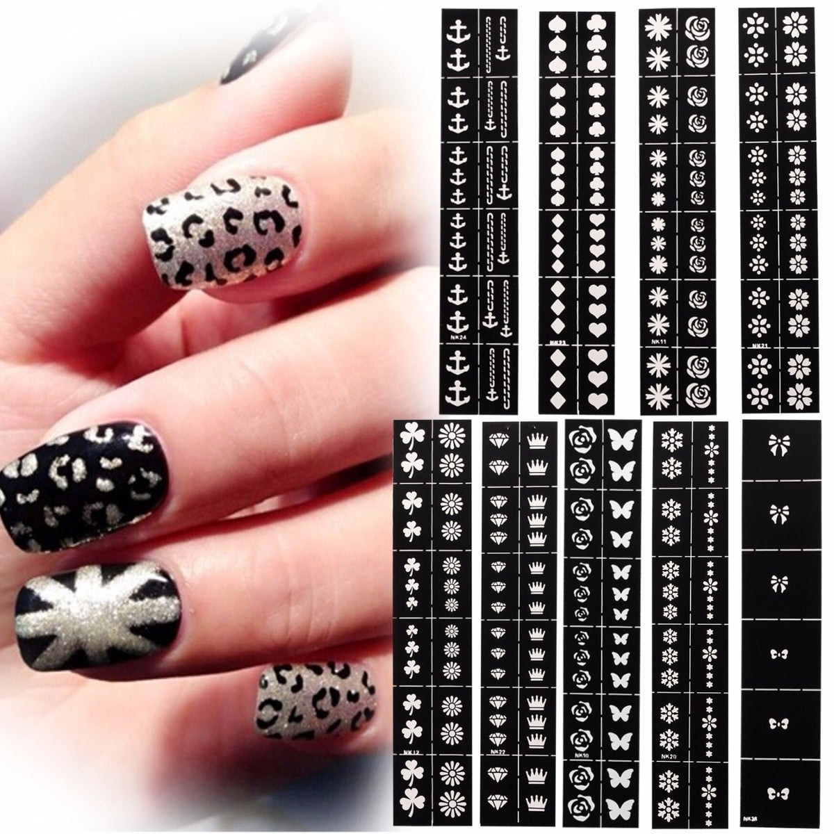 nail art stencils designs vinyl diecut stickers decal decoration tool
