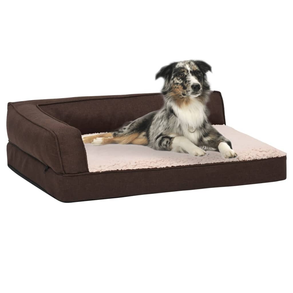 hondenmand ergonomisch linnen look 75x53 cm fleece bruin