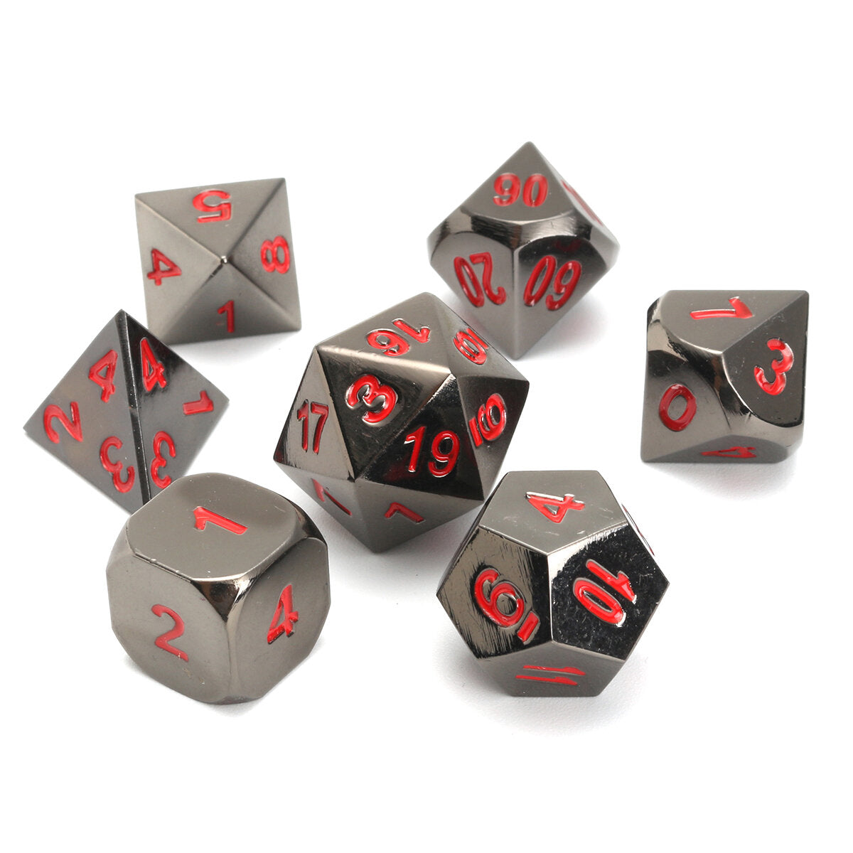 metalen polyhedral dobbelstenen met tas groen rood 7-delige metalen set dnd rpg
