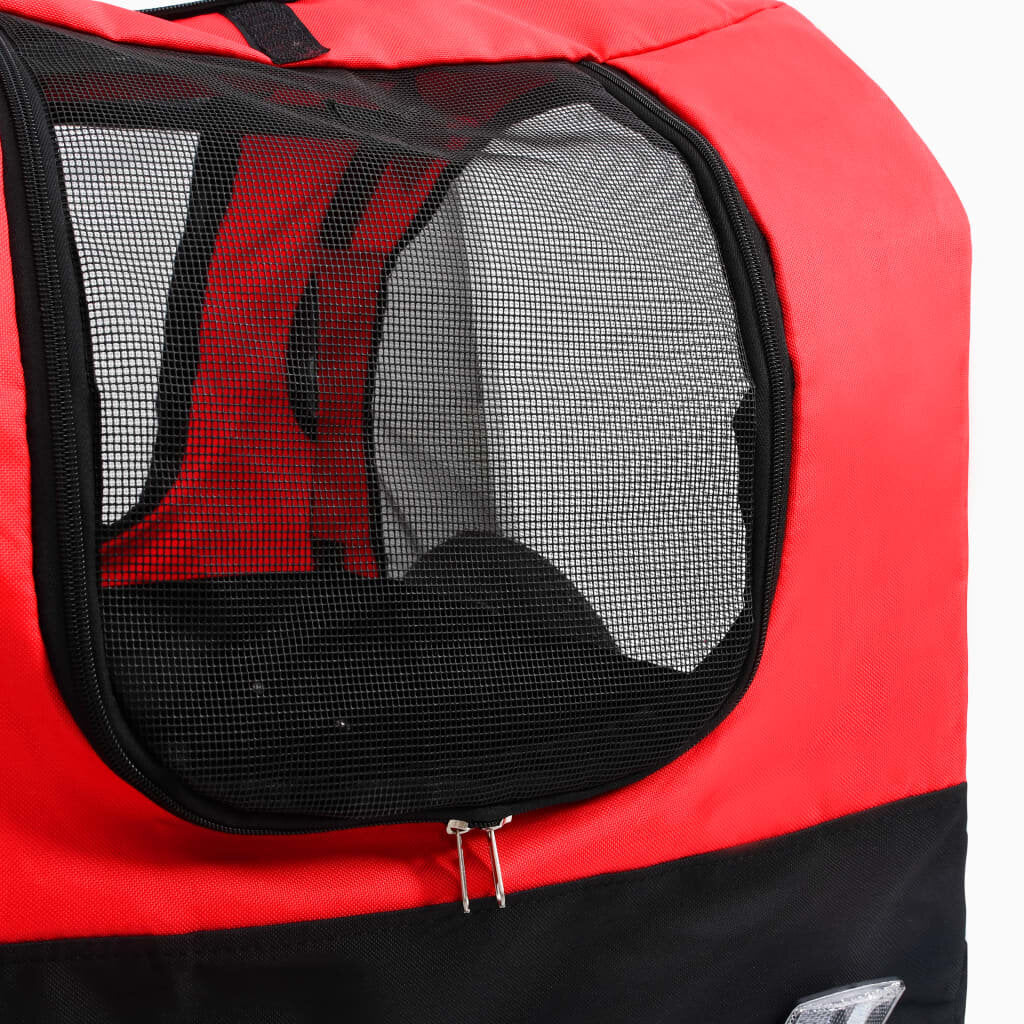 fietskar voor huisdieren 2-in-1 rollator rood en zwart