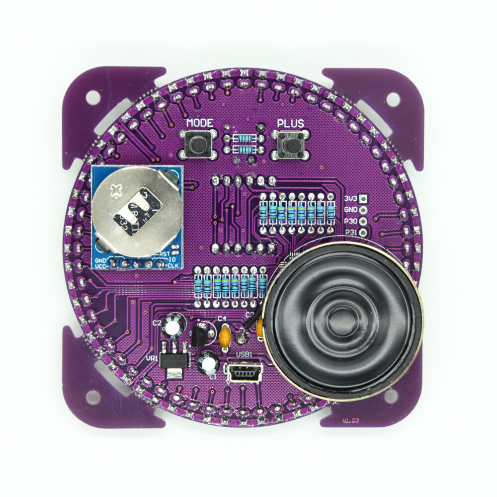 fourth generation dhz ec1838b ds1302 light control rotation led electronic clock kit music alarm clock with housing