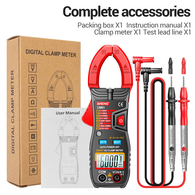 aneng cm81 6000 telt auto range ncv digitale stroomtang dc/ac spanning stroom weerstand frequentie capaciteit tester