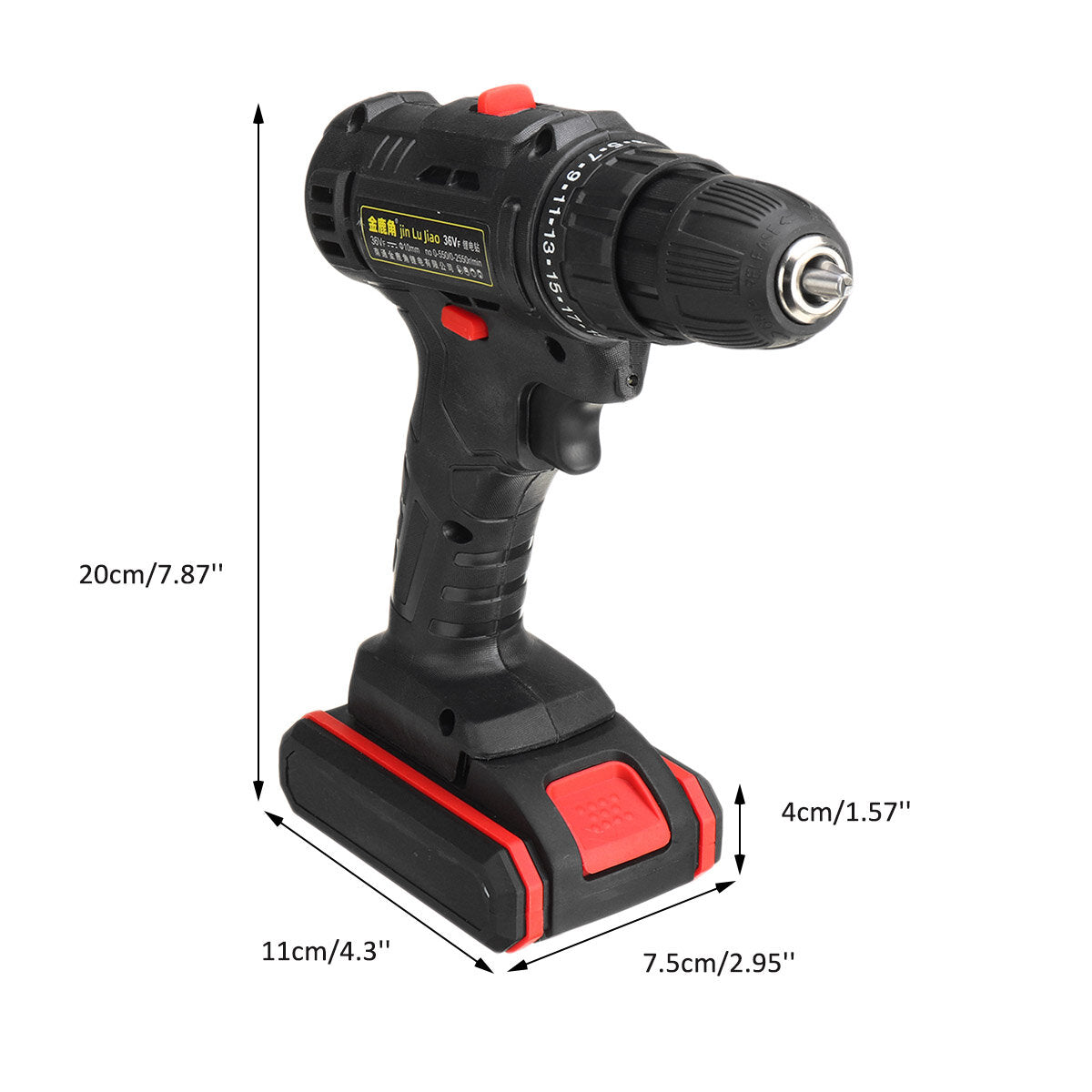32 stuks 36vf draadloze borstelloze elektrische klopboormachine oplaadbare boor schroevendraaier power tool w / 1/2 stuks batterij