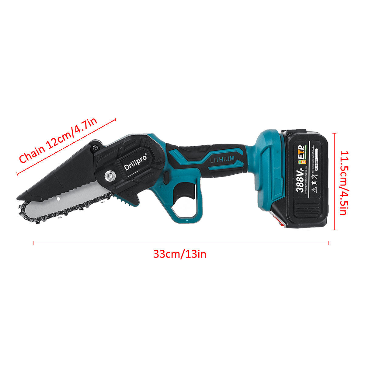4 inch elektrische kettingzaag mini draadloze 550 w eenhandige zaag houtbewerking houtsnijder w / 1 st of 2 stuks batterij voor makita