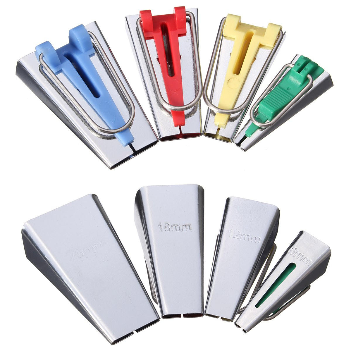 6/12/18/25mm stof biasband maker kit set bindmiddel voet voor naaien quilten + awl