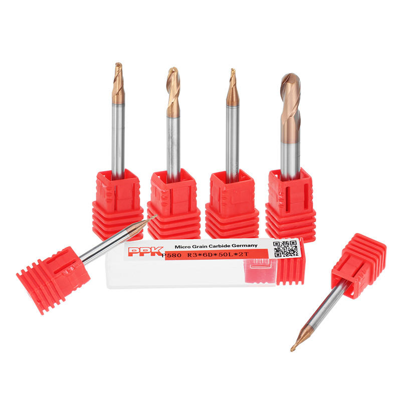 r0.5-3mm 2 fluiten kogelneus hrc58 altin coating freesfrees wolfraamcarbide cnc-gereedschap