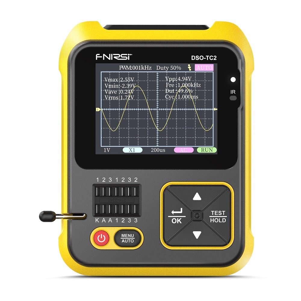 fnirsi dso-tc2 handheld digitale oscilloscoop lcr-meter grafisch display transistortester 2.4-inch tft kleurenscherm led-achtergrondverlichting voor autoreparatie reparatie van apparaten
