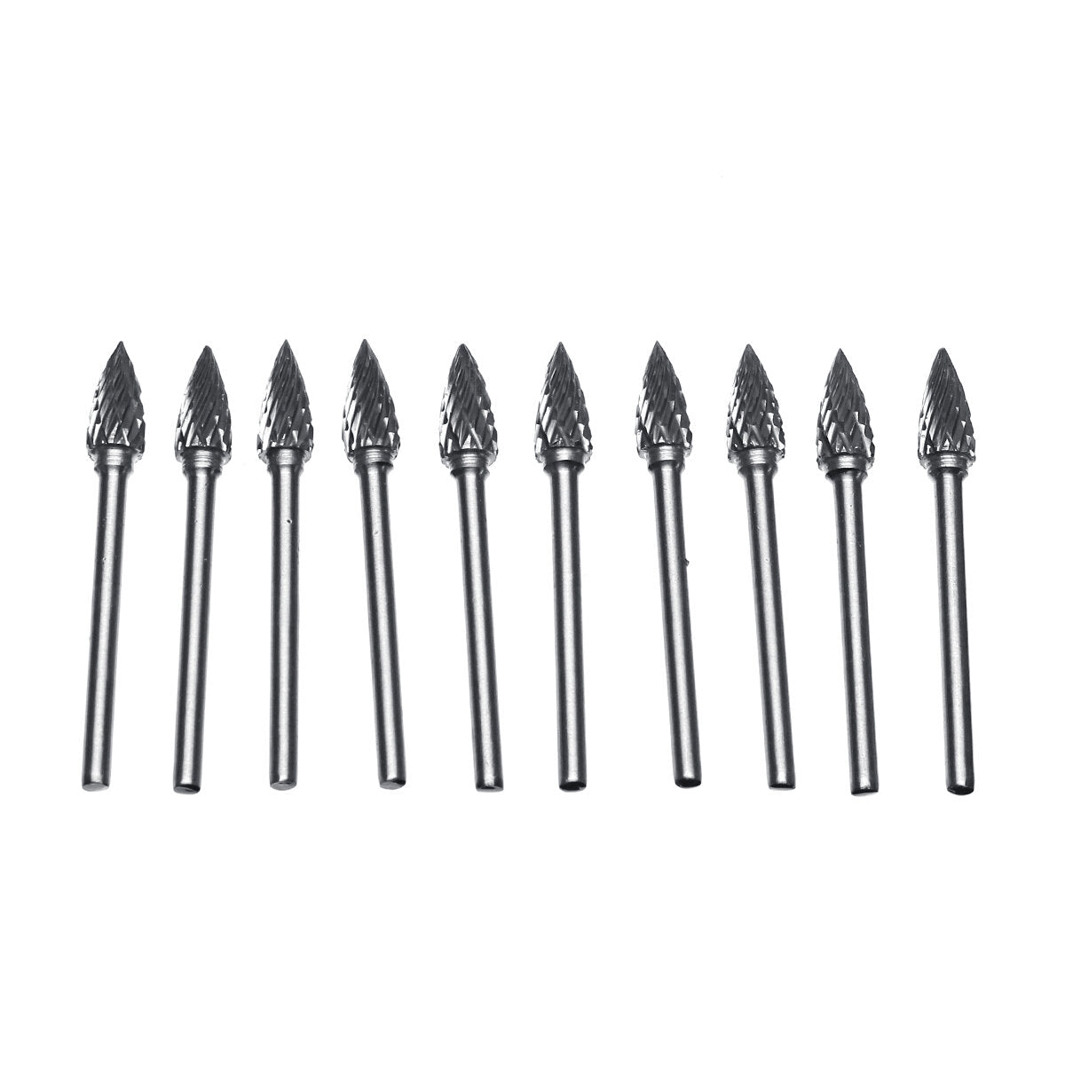 10 stuks dubbel gestreepte wolfraam staal vhm-bramen roterende vijl gereedschap boren kit: