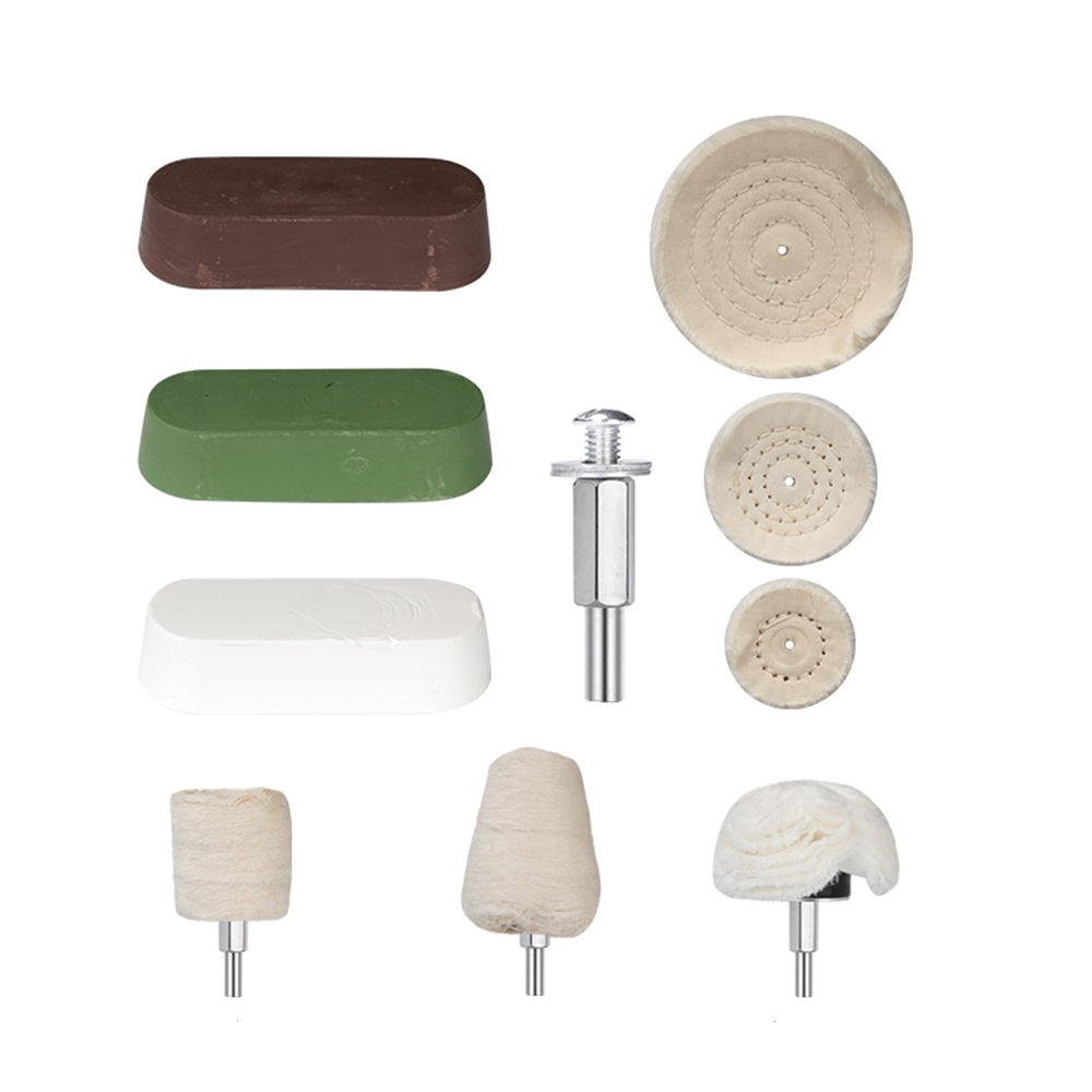 10/11 stuks polijstschijf set katoenen doek buffing wheel bit 6.35mm schacht slijpen rotary tool schuurmiddelen