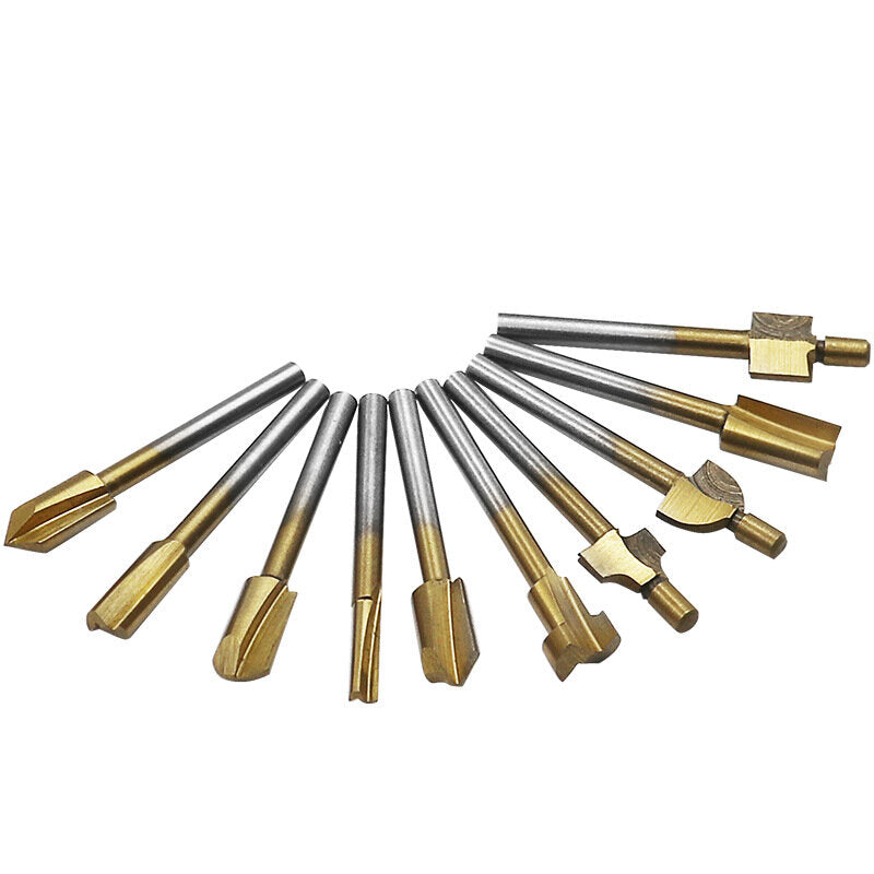 10 stuks hss houtbewerking trimmen mes titanium-plated slijpmes micro frees houtsnijder