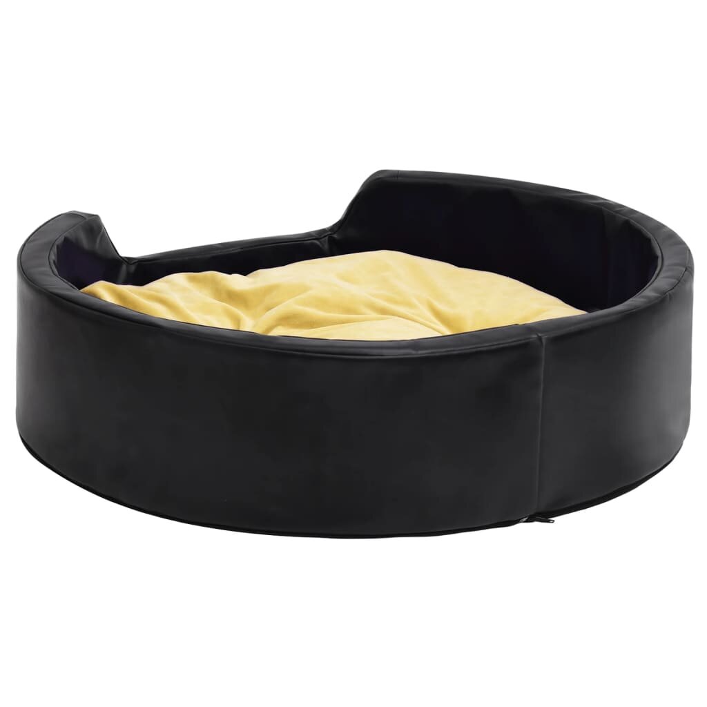 hondenbed 90x79x20 cm pluche en kunstleer zwart en geel