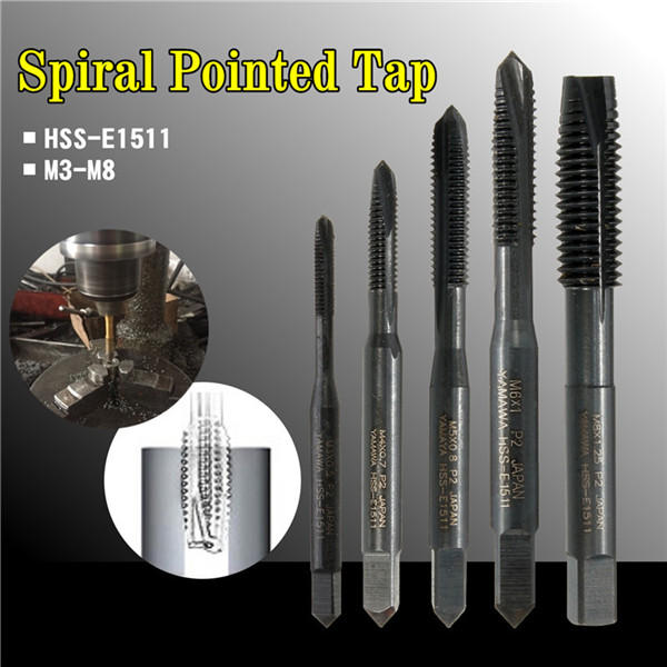 m3/m4/m5/m6/m8 hss nitride gecoate schroef tap metrische spiraal hand draad schroef tap