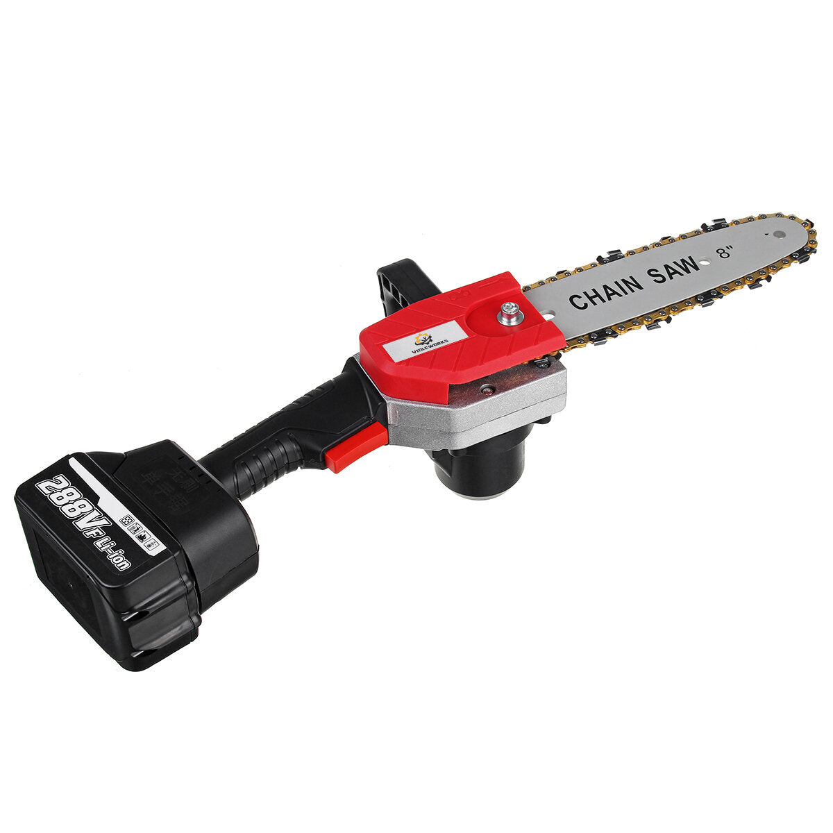 288vf 8 inch draadloze elektrische kettingzaag houtsnijder eenhandzaag houtbewerkingsgereedschapset met 1/2 batterijen