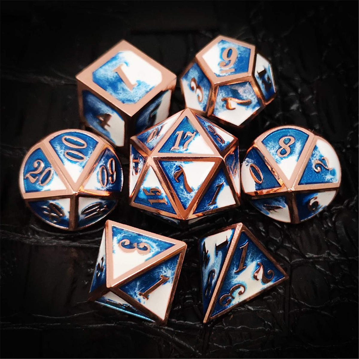 7 stuks polyedrale dobbelstenen zinklegering dobbelstenen set zware dobbelstenen voor rollenspel game dobbelstenen set: