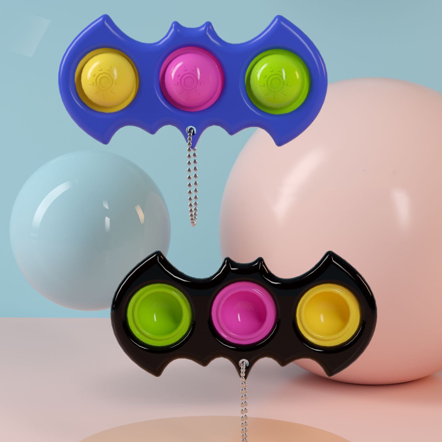 mini bat zintuiglijke fidget ontspanning stress anti-angst autisme hand edc gadget voor kinderen tiener volwassen push pop bubble sleutelhanger