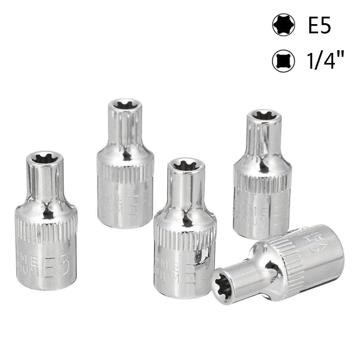 5 stuks dopsleutel kit 1/4 inch drive auto reparatie mouw set e4-e8 e-type post socket:
