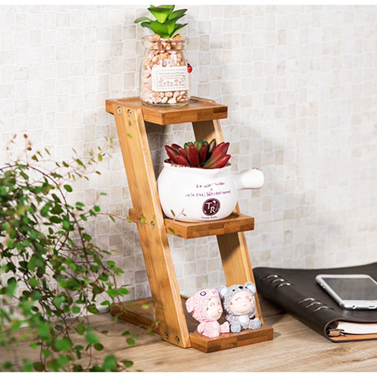 Chostky 3-Laagse Metalen Plantenstandaard - Zwart Plantenrek Voor Binnen En Buiten - Hoekplantenhouder 84 Cm