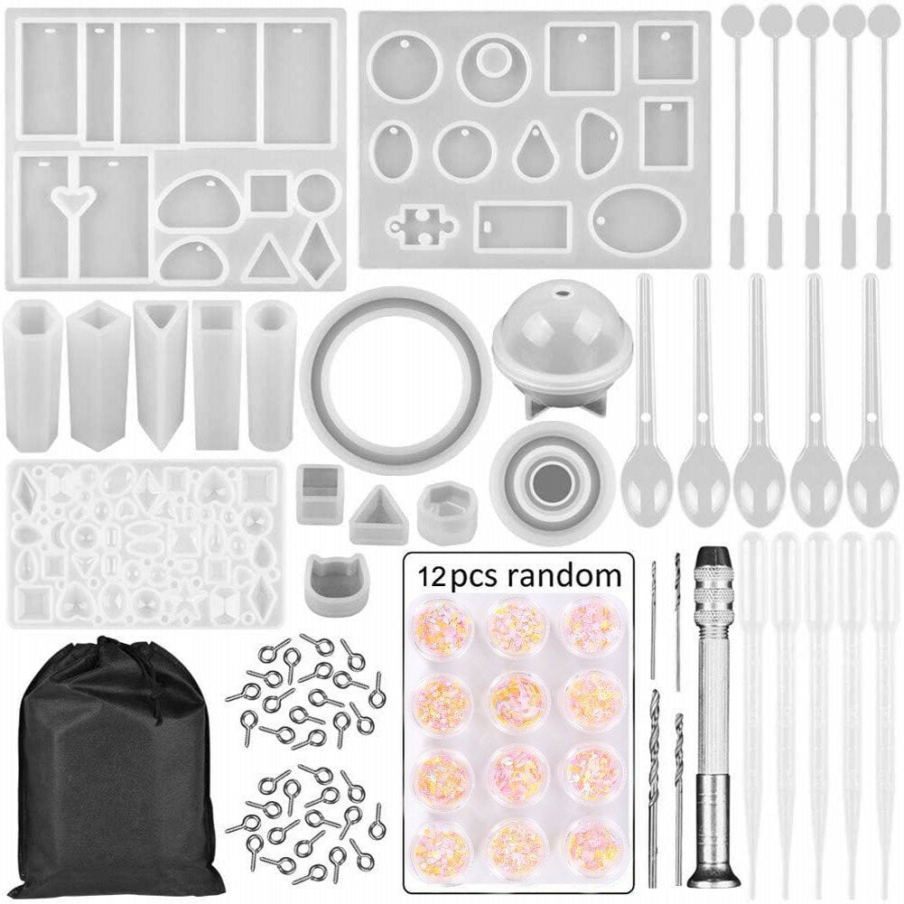 94 dhz crystal gutta percha tool set armband ppendant sieraden mold combinatie met boor 12 kleur pailletten