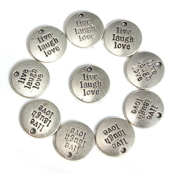10 stks round-vorm carve woorden hangers dhz sieraden accessoires