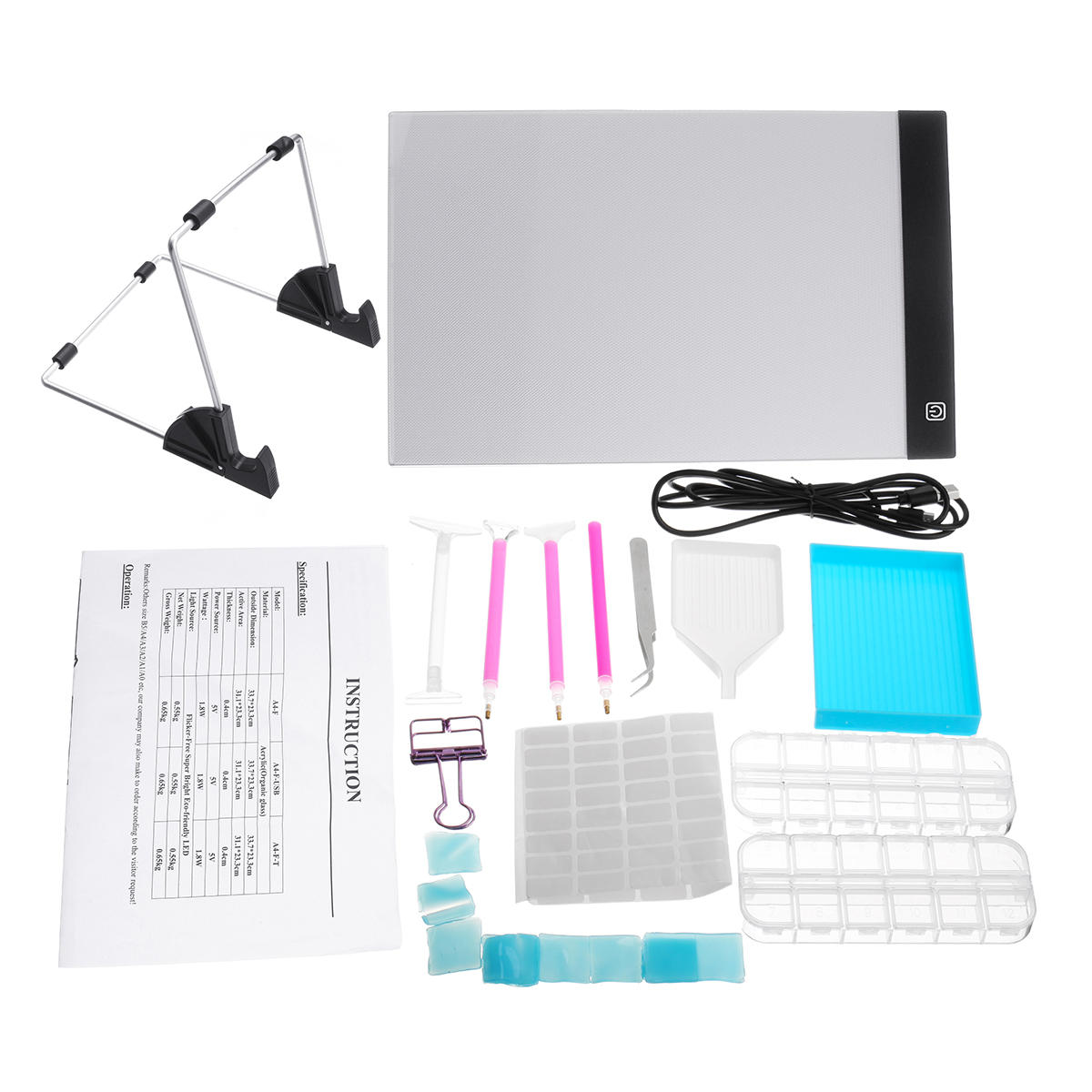 24xa4 led pad tablet board 5d diamant schilderen gereedschap kit borduur kruissteek