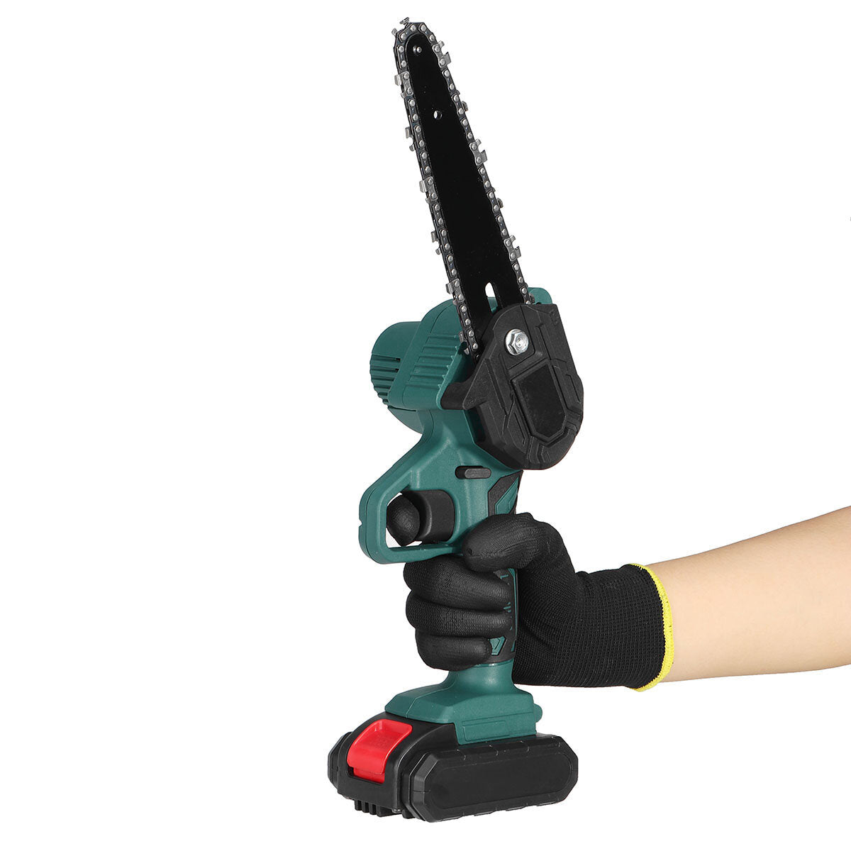 6 inch 6000 mah draadloze elektrische snoeizaag oplaadbare houtbewerkingstool met één hand mini groene kettingzaag voor houtzagen splitsing