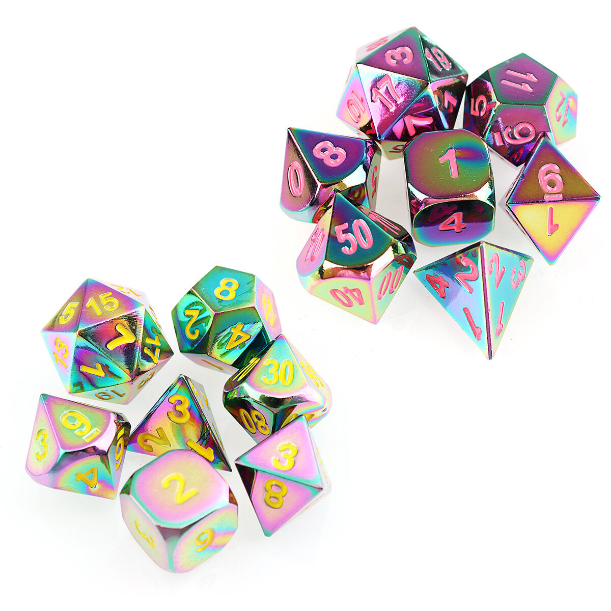 7 stuks reliëf heavy metal polyhedral dice dnd rpg mtg rollenspel met tas