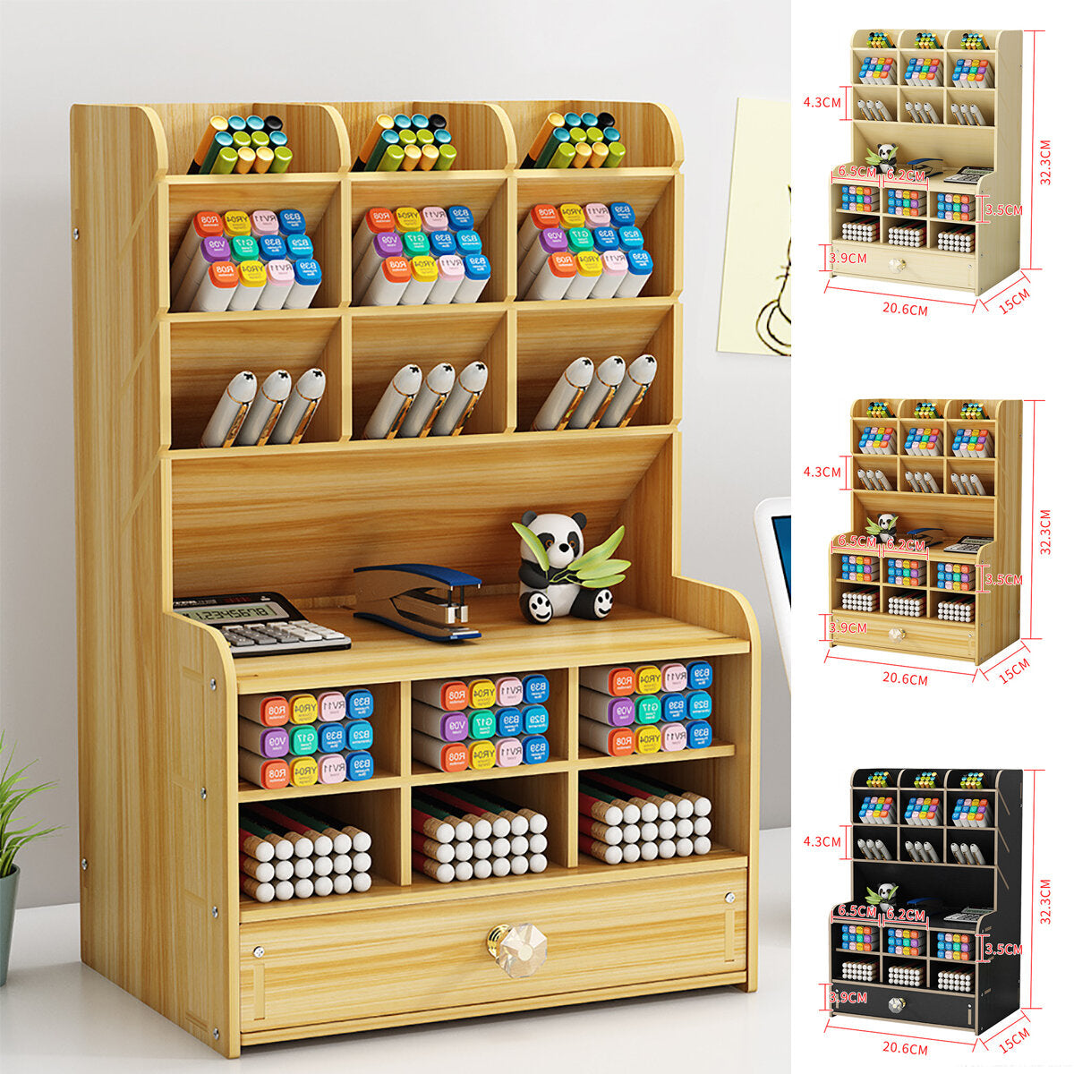 pennenhouder houten potloodopslaghouder studie home office case rack lade