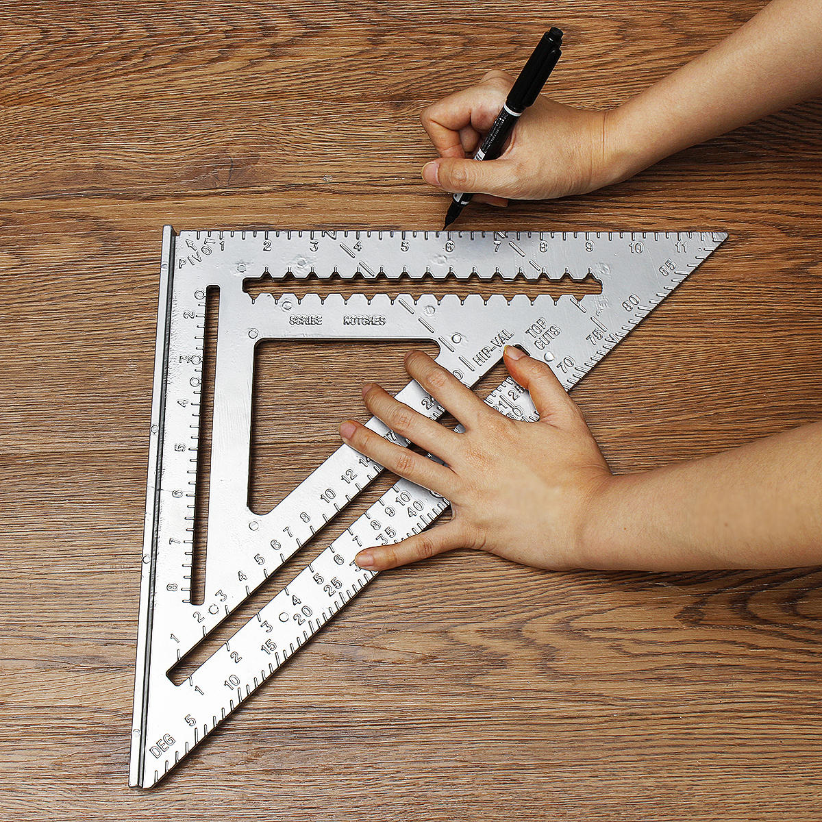 12 inch aluminium haakse driehoek liniaal gradenboog framing meetinstrumenten