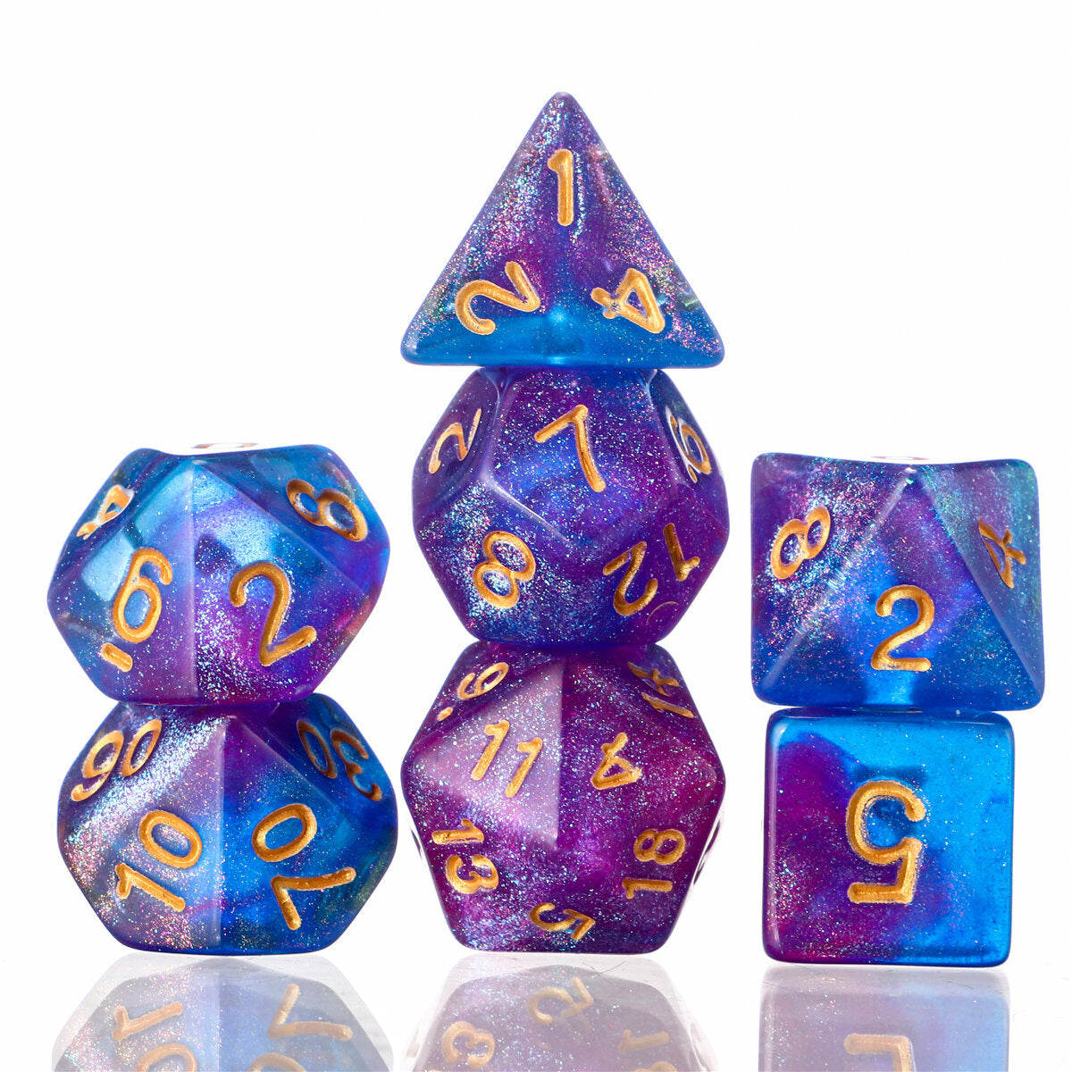 polyhedral dobbelstenen voor dungeons dragons games d20 d12 d10 d8 d6 d4 + pouch