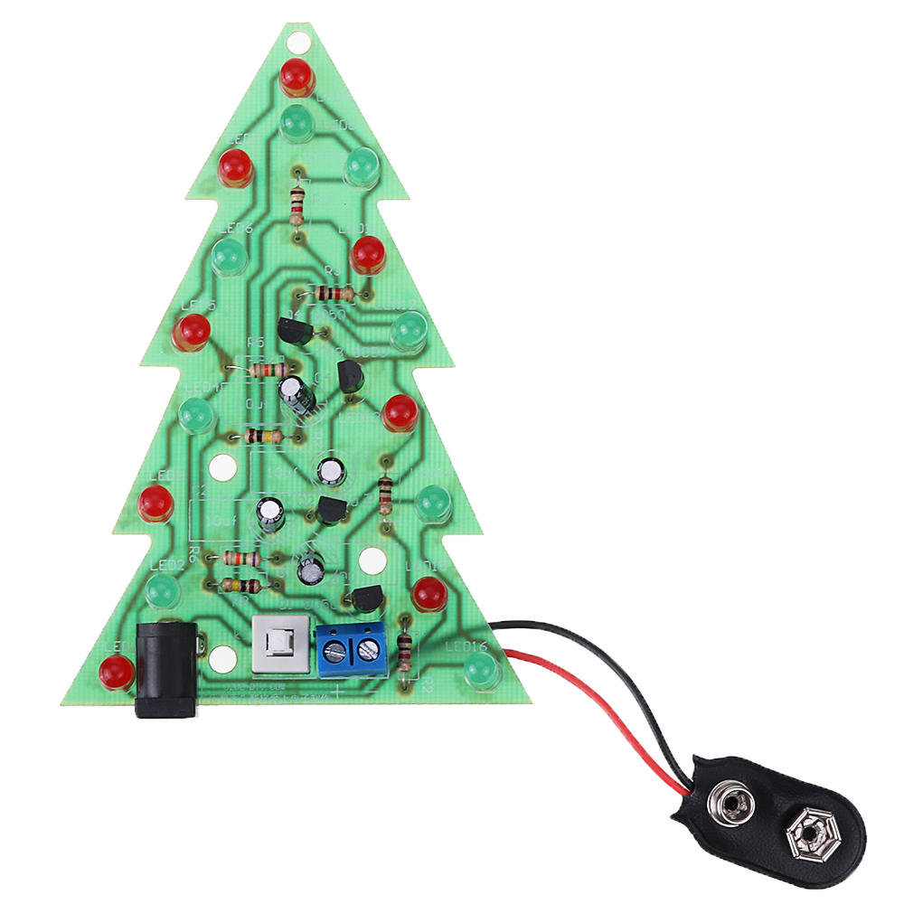 gemonteerd usb power kerstboom 16 led kleur licht elektronische pcb decoratie boom kinderen geschenk gewone versie