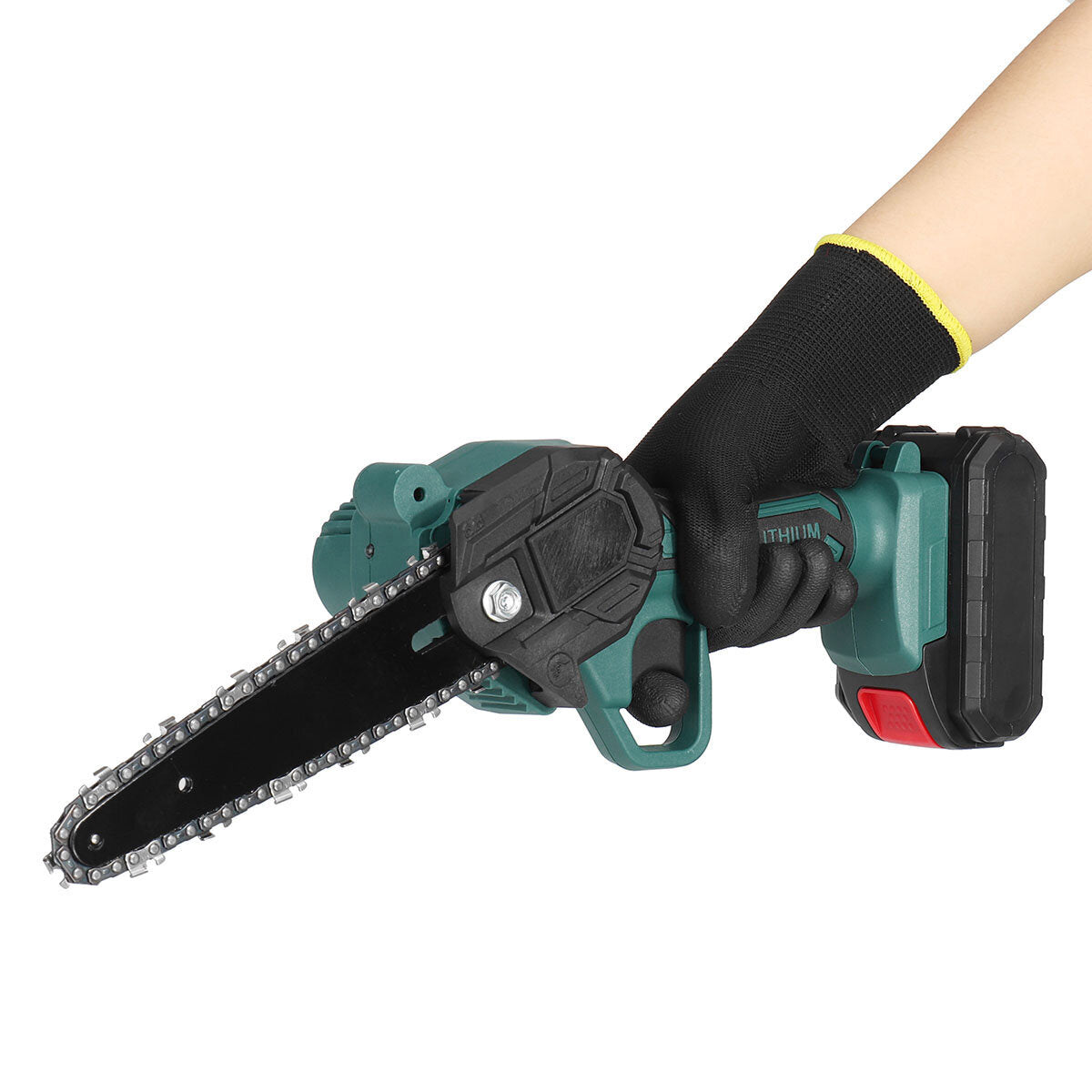 6 inch 6000 mah draadloze elektrische snoeizaag oplaadbare houtbewerkingstool met één hand mini groene kettingzaag voor houtzagen splitsing