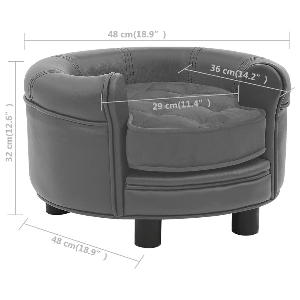 hondensofa grijs 18.9 x18.9 x12.6 pluche en kunstleer
