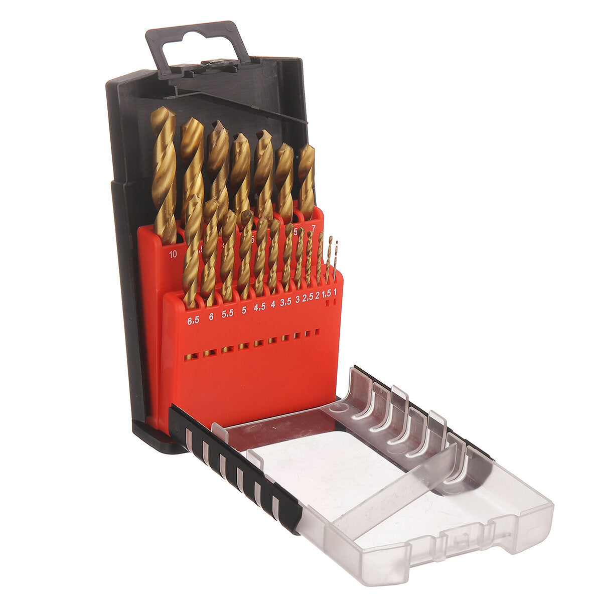 19 stuks spiraalboor set hss titanium coated boor metaal houtbewerking boor 1.0 ~ 10mm boren power tools