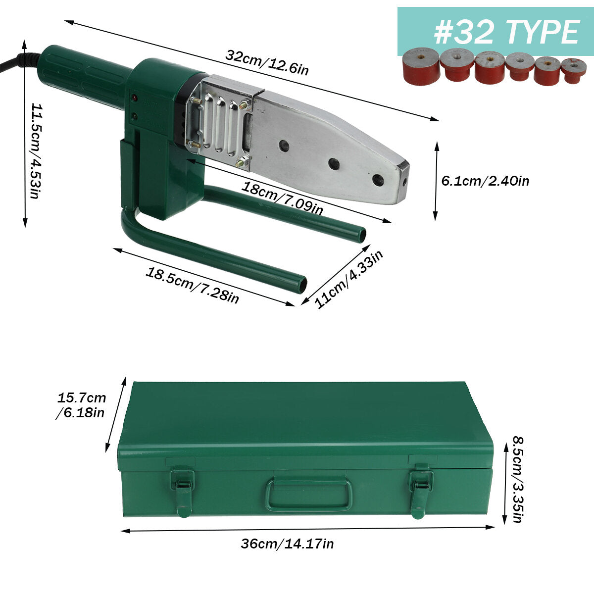 220v 4 slots elektrische pijp lasmachineverwarming tool head setvoor ppr pb pe plastic
