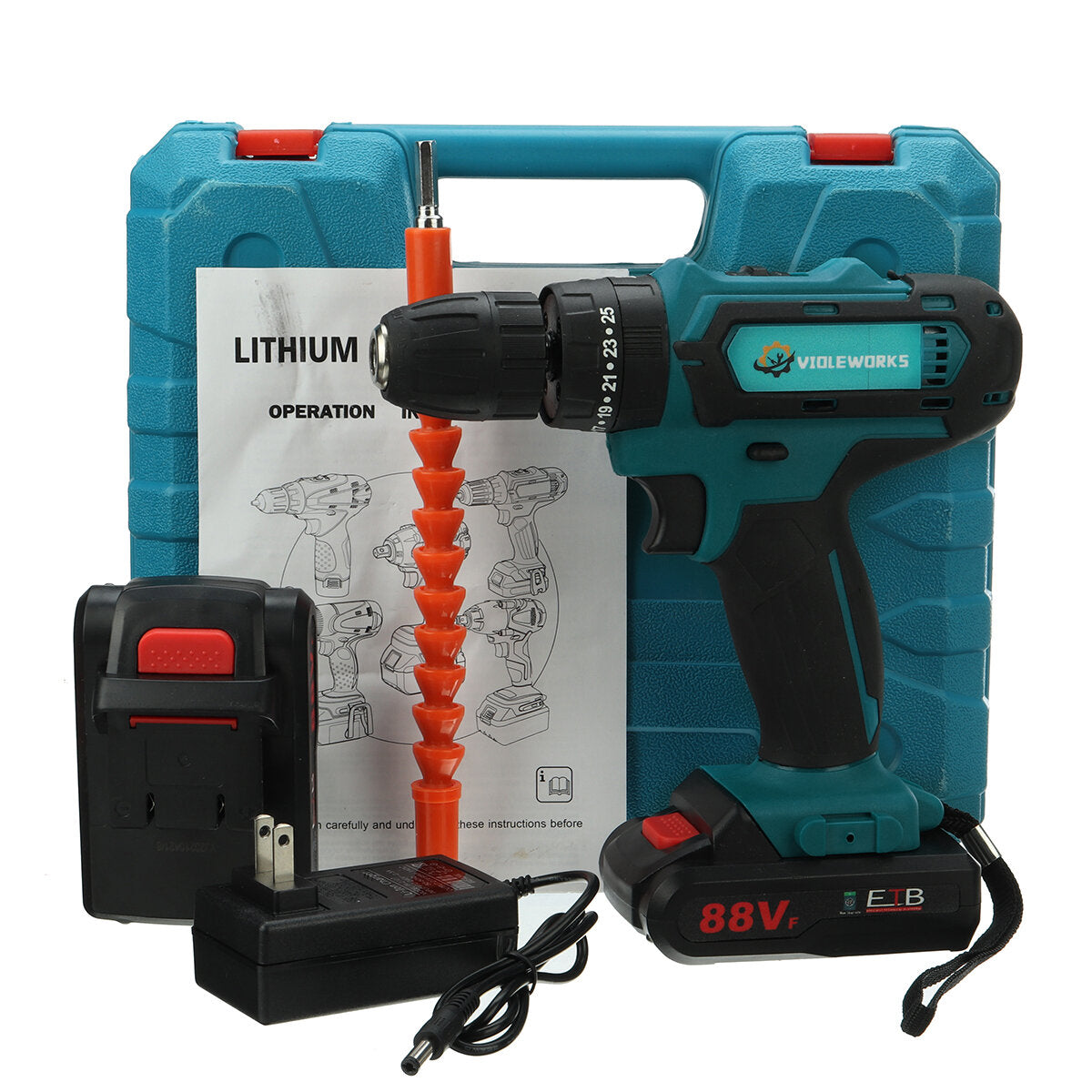 boormachines met 2 snelheden 6000 mah accuboormachine 3 in 1 elektrische schroevendraaier hammer boormachine met 2 stuks batterijen