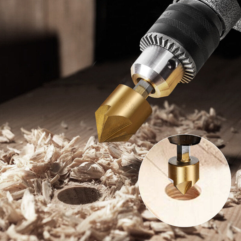 zeskantige schacht 5-bladige afschuining verzonken boren afkantmes verzinkboor hout kunststoffen pvc houtbewerking gatenzaag kit tool