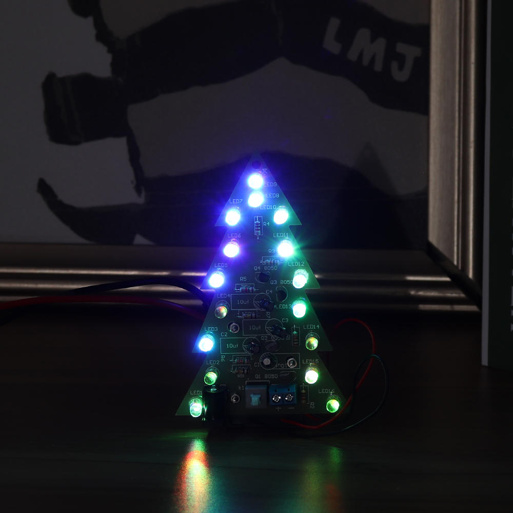gemonteerd usb-batterij kerstboom 16 rgb led kleur licht elektronische pcb decoratie boom kinderen geschenk gewone versie
