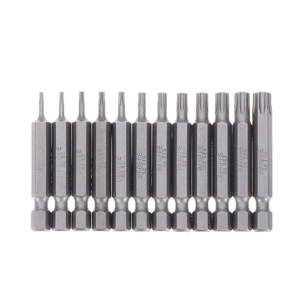 10 stuks magnetische torx schroevendraaier bits t5/t6/t7/t8/t9/t10/t15/t20/t25/t27/t30/t40 1/4 inch hex schacht schroevendraaier set voor bosch
