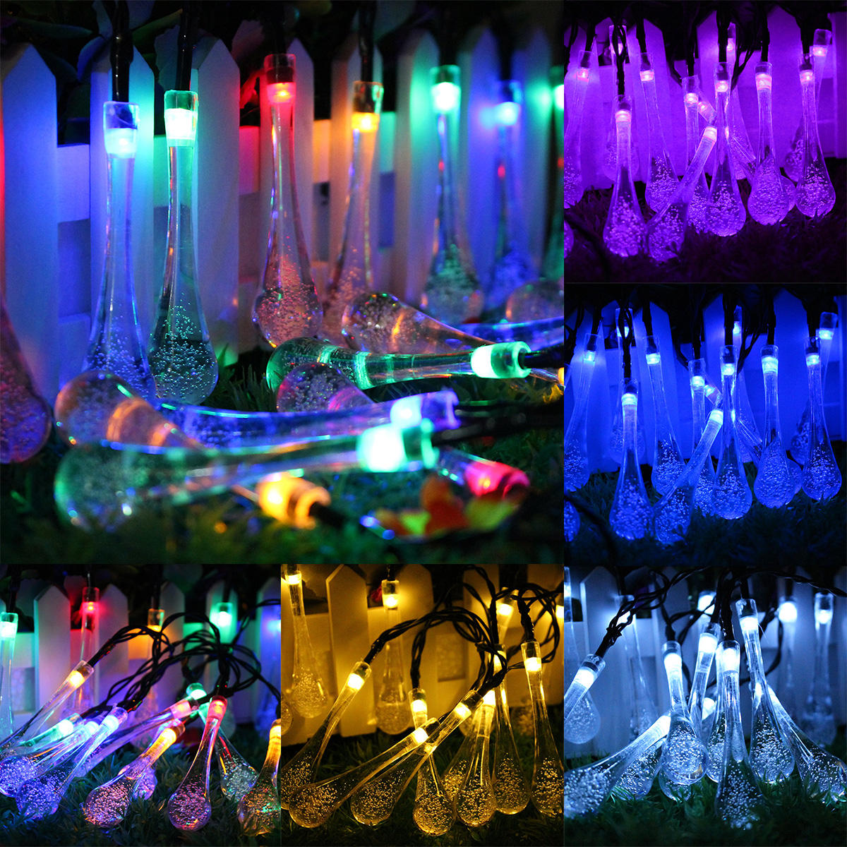 zonne-energie outdoor 50 led droplet fairy string licht bruiloft christmas party home decor lamp dc3v