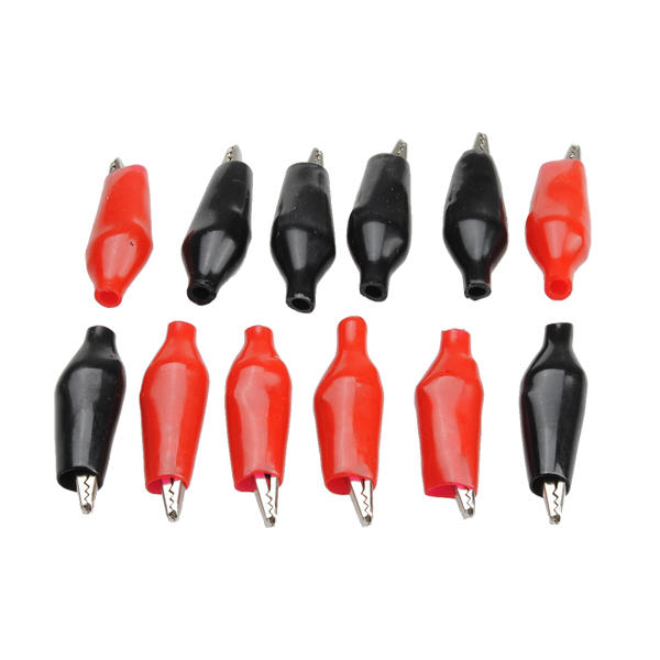 12 stuks red black insulation boot metal alligator clips