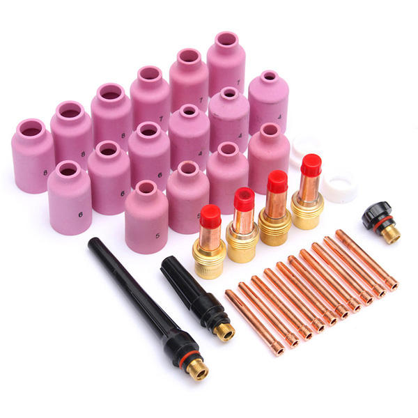 46 stuks tig lastoorts gas lens kit wp-17 wp-18 wp-26 wl20 lanthaan tungsten