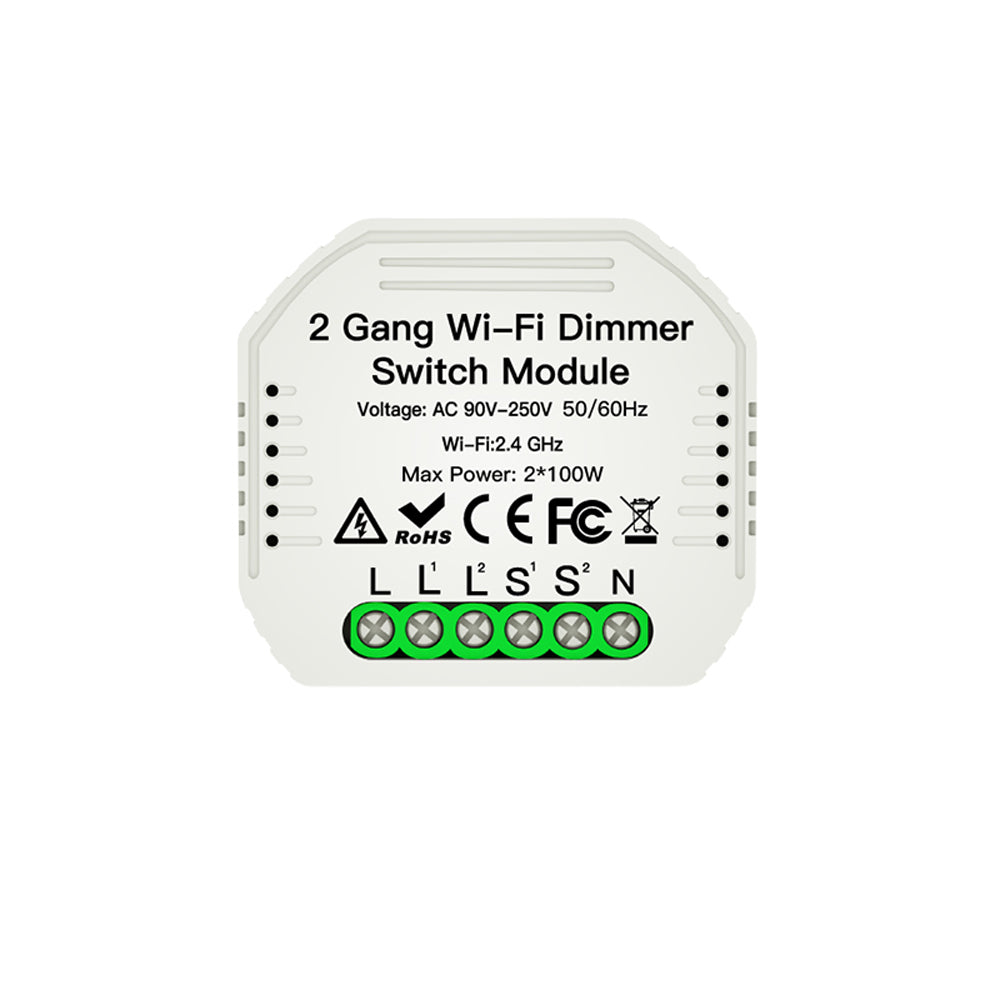 moeshouse 2 gang dhz wifi smart 2 way light led dimmer module switch smart life/tuya app afstandsbediening werken met alexa google home