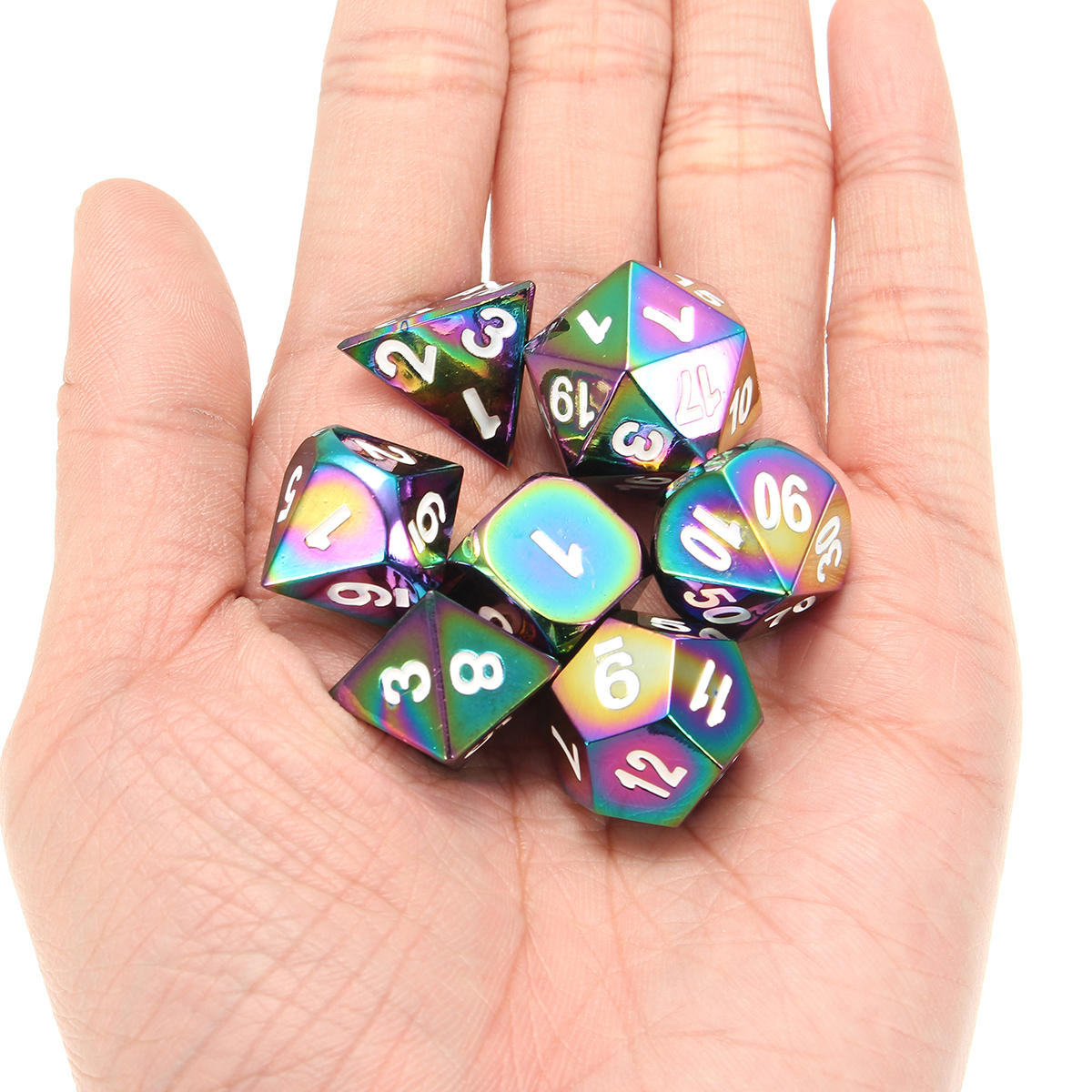 7 stuks colorful zinklegering polyhedral dice set bordspel multisided dobbelstenen gadget: